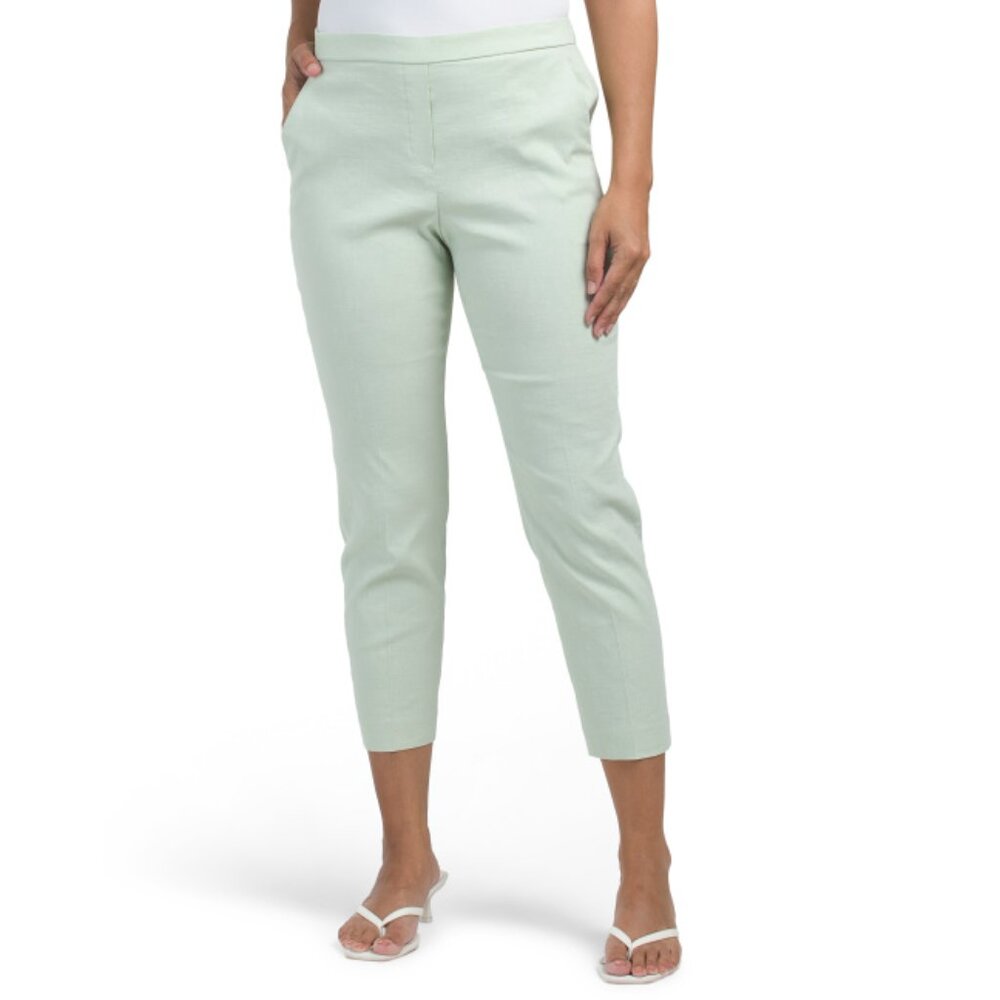 Theory Mint Linen Blend Treeca Pull On Good Pants - image 1
